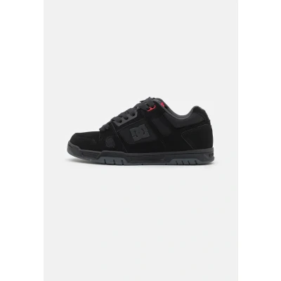 Image of DC Shoes STAG Unisex Trainers, Size: 7.5, Black/grey/red Leather and textile