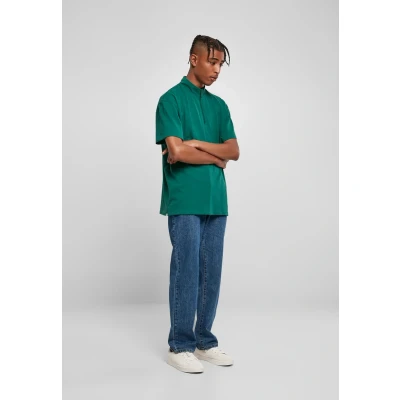 Image of Urban Classics BOXY ZIP Print Tshirt, Men&#039;s, Size: XS, Green