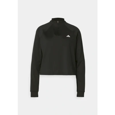 Image of adidas Performance Train Essentials Minimal Branding 1/4 ZIP Cover UP Long sleeved top, Women&#039;s, Size: XS, Black