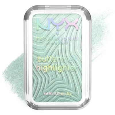Image of NYX PROFESSIONAL MAKEUP Highlighter Powder Enriched with Mango Butter, Almond Butter &amp; Shea Melting Texture Vegan Formula Buttermelt Shade : Butta Mint