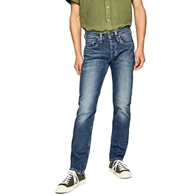 Image of Pepe Jeans Men&#039;s Cash Regular Fit Rise Denim, Blue (Denim z23), 28W / 32L
