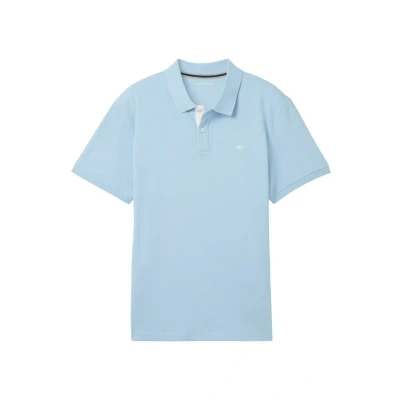Image of TOM Tailor Basic WITH Contrast Polo shirt, Men&#039;s, Size: Small, Washed out middle blue