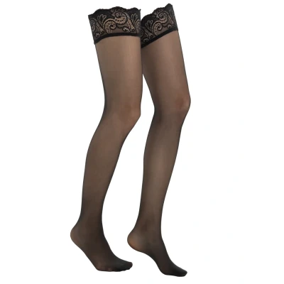 Image of Falke MATT Deluxe 20 Denier STAY UPS Transparent Overtheknee socks, Women&#039;s, Size: 2.5 4, Black