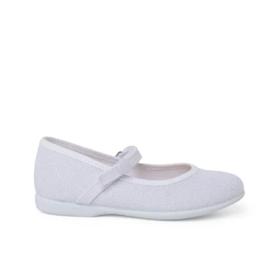 Image of Pisamonas Ankle strap ballet pumps, Women&#039;s, Size: 3K, Blanco Textile