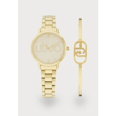 Image of Liu Jo Elegant Ladies Steel Quartz Watch Couple Essence Model TLJ2518 with Crystals in Dial and Free Bracelet, gold, Modern