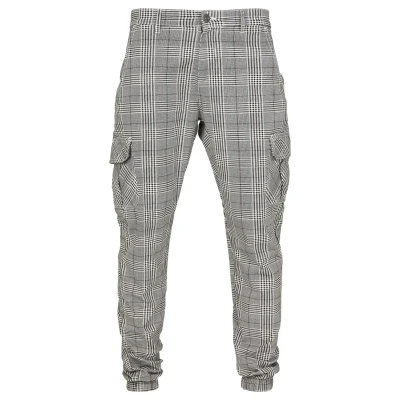 Image of Urban Classics Glencheck Cargo trousers, Men&#039;s, Size: Large, White/black