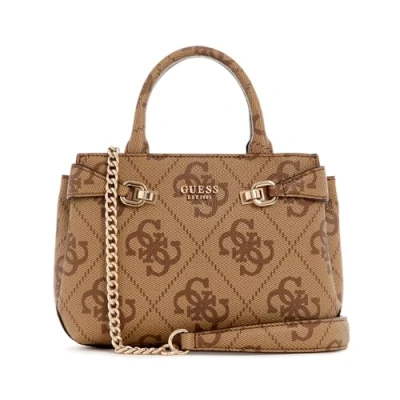 Image of Guess Lorelei MINI Satchel Handbag, Women&#039;s, Size: One Size, Latte logo