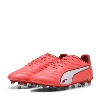 Image of Puma KING PRO FG/AG Moulded stud football boots, Men&#039;s, Size: 12, Glowing red/white/red fire Textile/synthetics