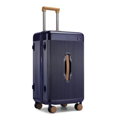 Image of Kono 24&quot; Suitcase Lightweight ABS+PC Hard Shell Trolley, Fashion Travel Check in Case TSA Lock, Hand Luggage Baggage with 4 Spinner Wheels, Navy, M,