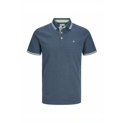 Image of JACK &amp; JONES Men&#039;s Jjepaulos Polo SS Noos Shirt, Ocean view/Detail:play, S