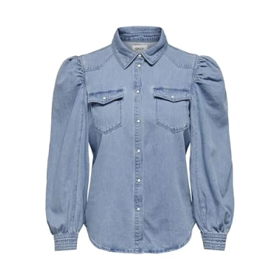Image of ONLY Women&#039;s Onlmallory Life Ls DNM Shirt Qyt, Light Blue (Light Denim), S
