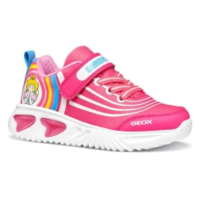 Image of Geox Light UP Nintendo Assister GIRL Trainers for kids, Size: 8.5K, Fuchsia Textile/synthetics