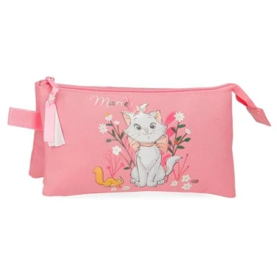 Image of Joumma Disney Marie The Aristocats Triple Pencil Case Pink 22x12x5cm Polyester 1.32L, Pink, One Size, Case,