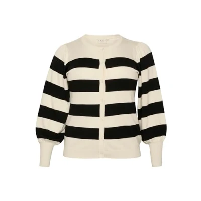 Image of Kaffe Curve Malan WIDE stripe Cardigan, Women&#039;s, Size: 22/24, Black turtledove bold