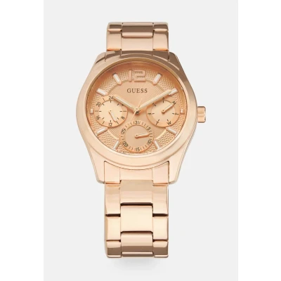 Image of Guess ZOE Chronograph watch, Women&#039;s, Size: One Size, Rose gold tone
