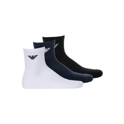 Image of Emporio Armani Short Socks 3PACK Socks, Men&#039;s, Size: One Size, Black/blue/white