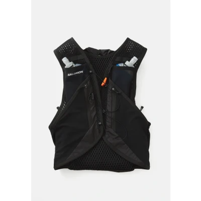 Image of Salomon Active Skin 12 Unisex Running Vest Hiking Trail With Flasks Included, 12L, Easy Hydration, Precision Fit, and Optimized Storage, Black, M