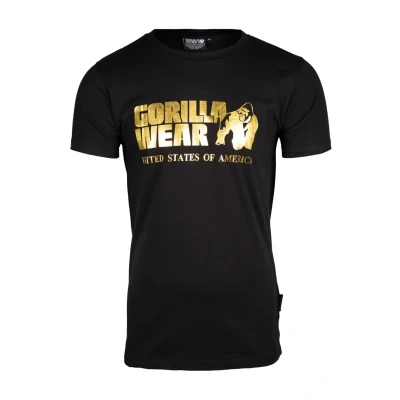 Image of GORILLA WEAR Classic T shirt Dark Green, Black/Gold, XXL