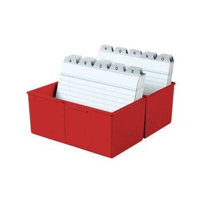 Image of HAN Index Card Box DIN A6 Landscape for 400 Cards with Steel Hinge, Red, 976 17