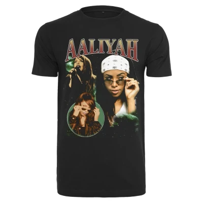 Image of Mister Tee Aaliyah Print Tshirt, Men&#039;s, Size: XXL, Black