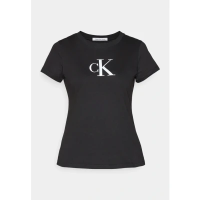 Image of Calvin Klein Jeans Women Short Sleeve T Shirt Gradient Crew Neck, Black (Ck Black), XS, Black, XS