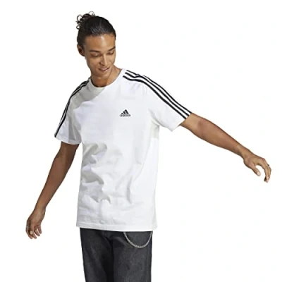 Image of adidas Sportswear Essentials 3STRIPES Sports Tshirt White black, Men&#039;s, Size: Small, black