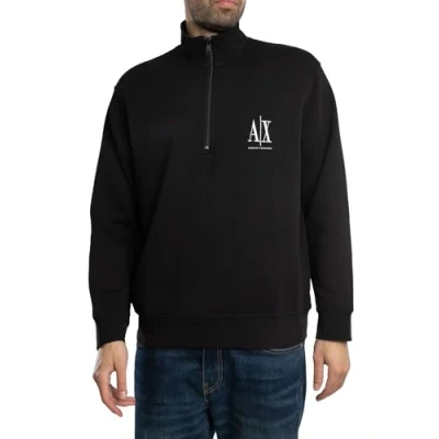 Image of Armani Exchange Men&#039;s Icon Project, Embroidered Logo, Front Zip Sweatshirt, Black, XS