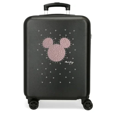 Image of Disney Joumma Mickey Studs Cabin Suitcase Black 38 x 55 20 cm Rigid ABS Combination Lock Side 35L 2 kg 4 Wheels Double Luggage Hand Luggage, Black/White, Suitcase,