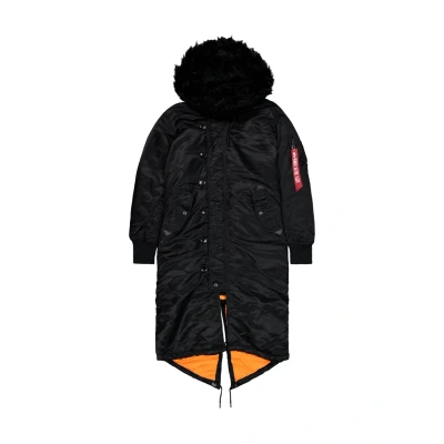 Image of Alpha Industries LONG Fishtail Parka, Women&#039;s, Size: Large, Black