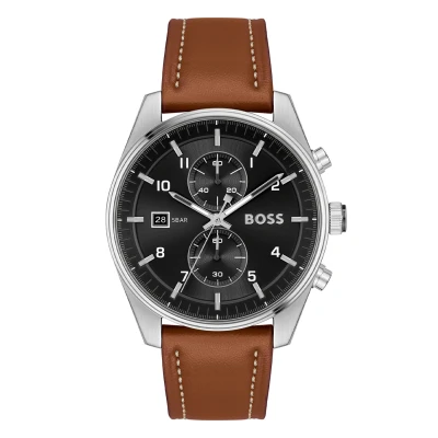 Image of BOSS Skytraveller Chronograph watch, Men&#039;s, Size: One Size, Brown/black