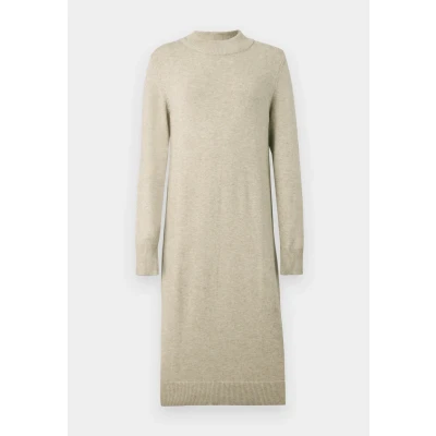 Image of Vila Women&#039;s Viril Crew Neck L/S Midi Dress Noos, Natural Melange, L