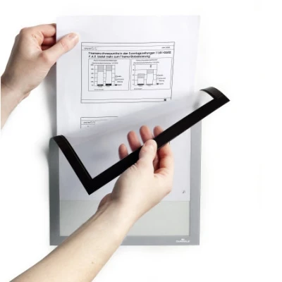 Image of Durable DURAFRAME Magnetic Frame A4 Format In Silver Pack of 5 Frames Document for Professional Internal Signage