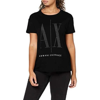 Image of Armani Exchange Print Tshirt, Women&#039;s, Size: Medium, Black