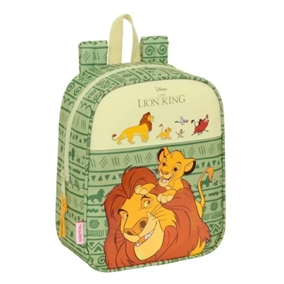Image of Safta MUFASA Children&#039;s Backpack, School Adaptable to Trolley, Ideal for Nursery, Comfortable and Versatile, Quality Resistant, 22 x 10 27 cm, Green/Beige,