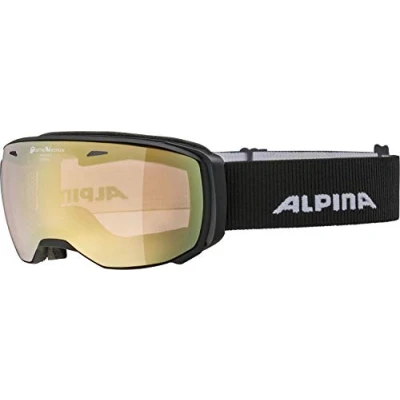 Image of ALPINA Estetica QV Mirrored, Self tinting &amp; Contrast Enhancing OTG Ski Goggles with 100% UV Protection for Adults, Matte Black, One Size