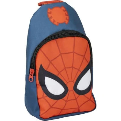 Image of CERDÁ LIFE&#039;S LITTLE MOMENTS Spiderman Sling Backpack Blue and Red 13x23x7cm Made in Polyester Children&#039;s with Adjustable Handles Main Compartment Original Product Designed Spain,