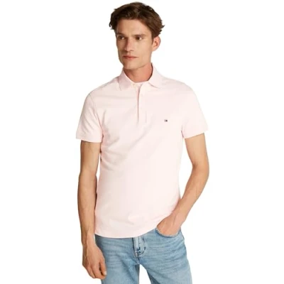 Image of Tommy Hilfiger Men’s Short Sleeve 1985 Slim Fit Polo Shirt, Pink (Light Pink), L