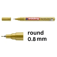 Image of edding 780 gloss paint marker gold 1 extra fine round nib 0.8 mm pen for glass, pebbles, wood, plastic, paper waterproof, high coverage