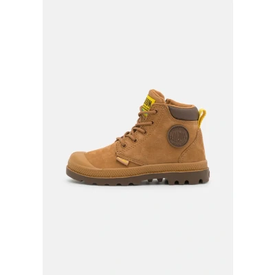 Image of Palladium Pampa HI CUFF WP Unisex Laceup ankle boots for kids, Size: 13K, Mahogany Suede