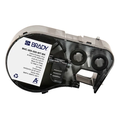 Image of Brady Vinyl Label Tape for Printer BMP41/BMP51/BMP53/M511 Self Adhesive Labels Black on White (12,70 mm (W) x 7,62 m (L)) M4C 500 595 WT BK