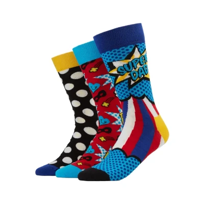 Image of Happy Socks FATHER&#039;S DAY GIFT BOX 3 PACK Socks, Size: 41, Multi