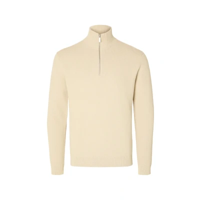 Image of Selected Homme DANE LS Structure HALF ZIP NOOS Jumper, Men&#039;s, Size: Large, Oatmeal