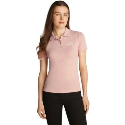 Image of Tommy Hilfiger SLIM Script Graphic Polo shirt, Women&#039;s, Size: XS, Foggy pink