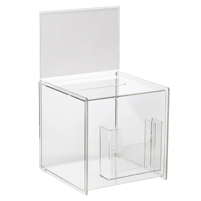 Image of SIGEL VA152 Promotional Box/Suggestion Box, 21 x 36 cm, additional compartment, with insert panel for A5, acrylic, transparent