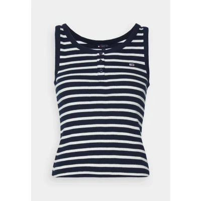 Image of Tommy Jeans SLIM Button TANK Top, Women&#039;s, Size: 6, Dark night navy