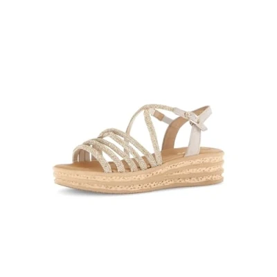 Image of Gabor Wedge sandals, Women&#039;s, Size: 5, Platino/oak Textile