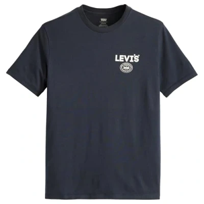 Image of Levi&#039;s Graphic Crewneck TEE Print Tshirt, Men&#039;s, Size: Small, Navy