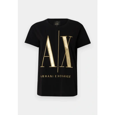 Image of Armani Exchange Print Tshirt, Women&#039;s, Size: Small, Black