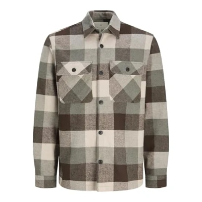 Image of Jack &amp; Jones Premium Jprraymond Check Overshirt Shirt, Men&#039;s, Size: Small, Agave green
