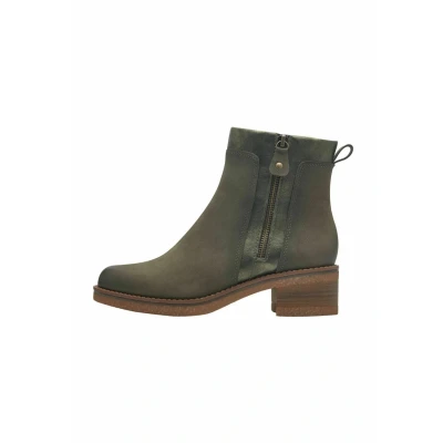 Image of MARCO TOZZI Women&#039;s Leather Block Heel Ankle Boots, Khaki Comb, 5.5 UK